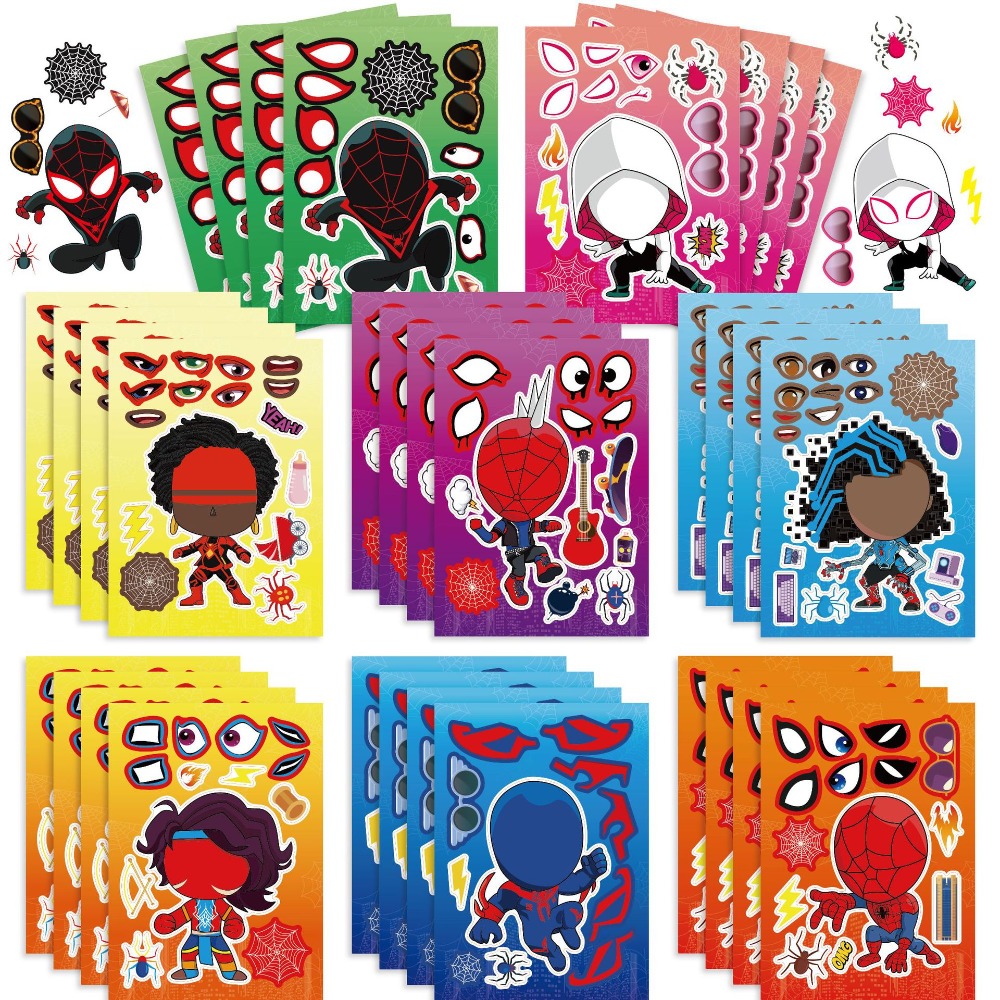 Kids Toys Return Gift - 8/24pcs Spider Man Puzzle Stickers For